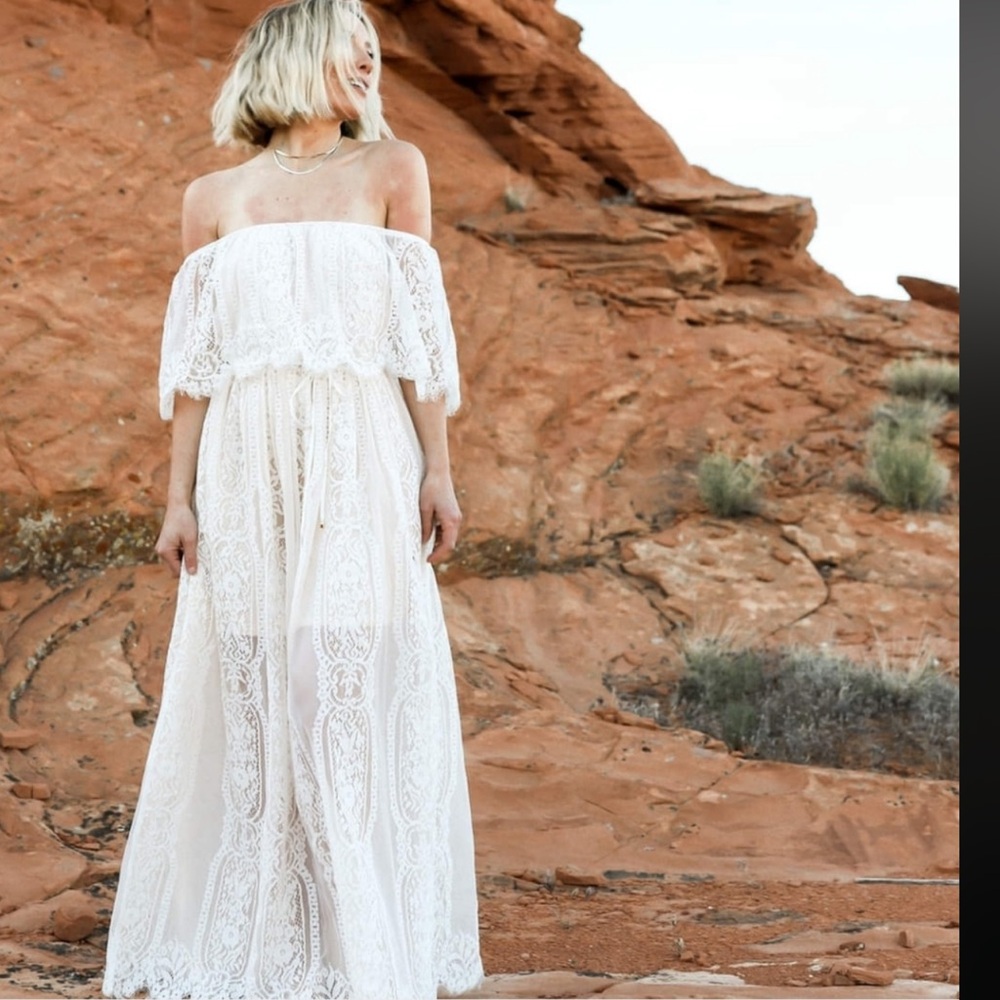 New Gorgeous White Lace Summer Maxi Dress